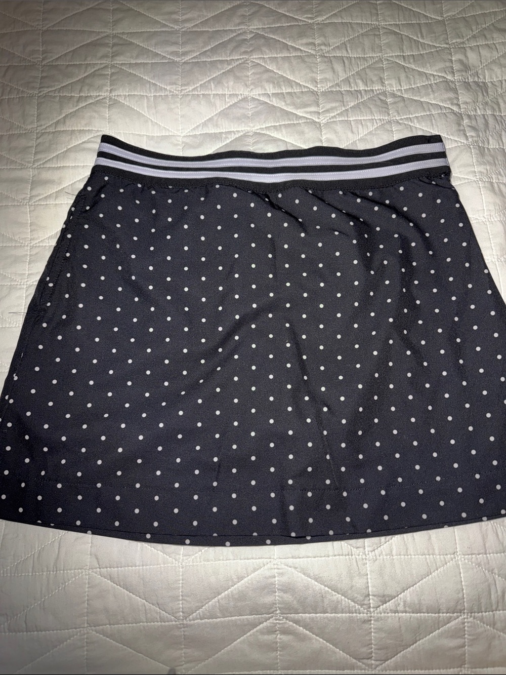 ZELOS Navy Polka Dot Skater Skort with Striped Waistband Sz 8
